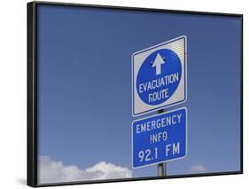 Sign 'Evacuation Route' Along Florida Scenic Highway, North 1, Key Largo, Florida Keys, Florida-Axel Schmies-Framed Photographic Print