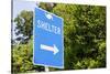 Sign for a Hurricane Shelter, Florida Scenic Highway, North 1, Key Largo, Florida Keys-Axel Schmies-Stretched Canvas