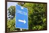 Sign for a Hurricane Shelter, Florida Scenic Highway, North 1, Key Largo, Florida Keys-Axel Schmies-Framed Photographic Print