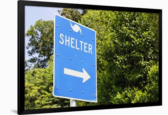 Sign for a Hurricane Shelter, Florida Scenic Highway, North 1, Key Largo, Florida Keys-Axel Schmies-Framed Photographic Print