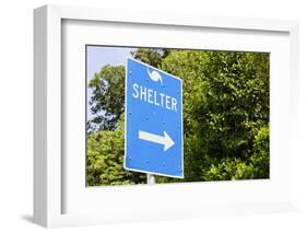 Sign for a Hurricane Shelter, Florida Scenic Highway, North 1, Key Largo, Florida Keys-Axel Schmies-Framed Photographic Print