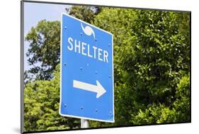 Sign for a Hurricane Shelter, Florida Scenic Highway, North 1, Key Largo, Florida Keys-Axel Schmies-Mounted Photographic Print