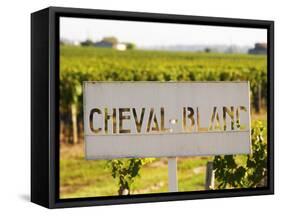 Sign for Chateau Cheval Blanc, Saint Emilion, Bordeaux, France-Per Karlsson-Framed Stretched Canvas