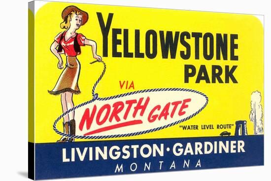 Sign for North Gate, Yellowstone National Park-null-Stretched Canvas