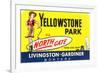 Sign for North Gate, Yellowstone National Park-null-Framed Premium Giclee Print