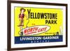 Sign for North Gate, Yellowstone National Park-null-Framed Premium Giclee Print