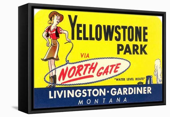 Sign for North Gate, Yellowstone National Park-null-Framed Stretched Canvas