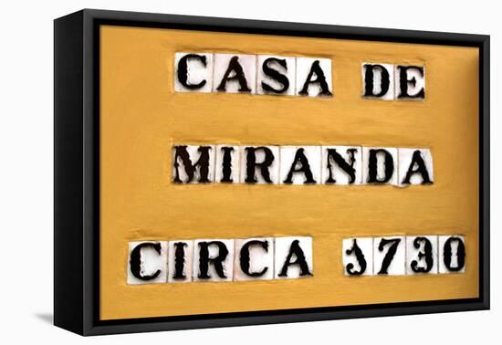 Sign for the Casa De Miranda Circa 1730, Puerto De La Cruz, Tenerife, Canary Islands, 2007-Peter Thompson-Framed Stretched Canvas