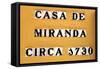 Sign for the Casa De Miranda Circa 1730, Puerto De La Cruz, Tenerife, Canary Islands, 2007-Peter Thompson-Framed Stretched Canvas