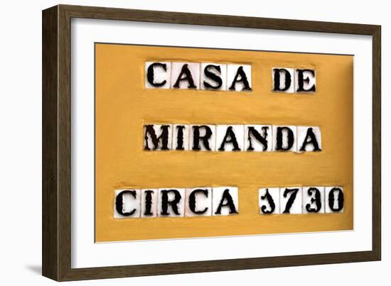 Sign for the Casa De Miranda Circa 1730, Puerto De La Cruz, Tenerife, Canary Islands, 2007-Peter Thompson-Framed Photographic Print