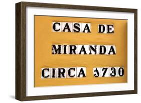 Sign for the Casa De Miranda Circa 1730, Puerto De La Cruz, Tenerife, Canary Islands, 2007-Peter Thompson-Framed Photographic Print