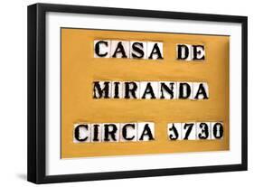 Sign for the Casa De Miranda Circa 1730, Puerto De La Cruz, Tenerife, Canary Islands, 2007-Peter Thompson-Framed Photographic Print