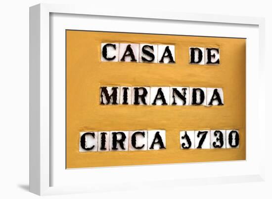 Sign for the Casa De Miranda Circa 1730, Puerto De La Cruz, Tenerife, Canary Islands, 2007-Peter Thompson-Framed Photographic Print