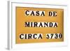 Sign for the Casa De Miranda Circa 1730, Puerto De La Cruz, Tenerife, Canary Islands, 2007-Peter Thompson-Framed Photographic Print