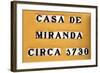 Sign for the Casa De Miranda Circa 1730, Puerto De La Cruz, Tenerife, Canary Islands, 2007-Peter Thompson-Framed Photographic Print