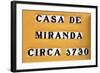 Sign for the Casa De Miranda Circa 1730, Puerto De La Cruz, Tenerife, Canary Islands, 2007-Peter Thompson-Framed Photographic Print