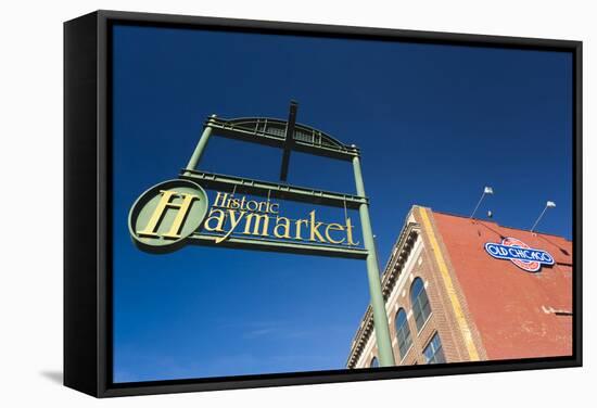 Sign for the Haymarket District, Lincoln, Nebraska, USA-Walter Bibikow-Framed Stretched Canvas