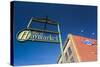 Sign for the Haymarket District, Lincoln, Nebraska, USA-Walter Bibikow-Stretched Canvas