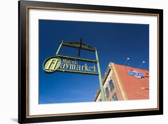 Sign for the Haymarket District, Lincoln, Nebraska, USA-Walter Bibikow-Framed Photographic Print