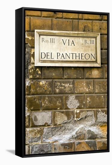 Sign for the Pantheon in Rome-Stefano Amantini-Framed Stretched Canvas