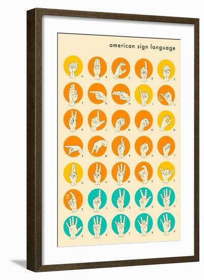 Sign Language Hand Alphabet-Jazzberry Blue-Framed Art Print