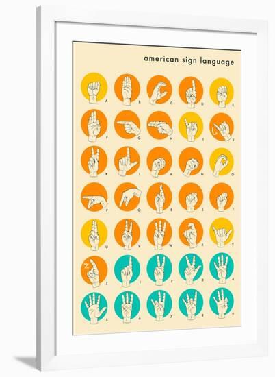 Sign Language Hand Alphabet-Jazzberry Blue-Framed Art Print