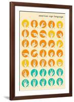 Sign Language Hand Alphabet-Jazzberry Blue-Framed Art Print