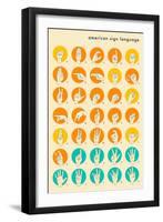 Sign Language Hand Alphabet-Jazzberry Blue-Framed Art Print