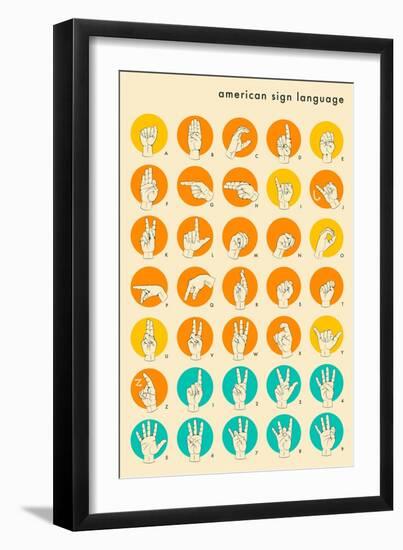 Sign Language Hand Alphabet-Jazzberry Blue-Framed Art Print