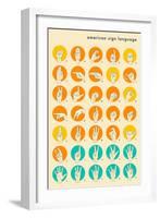 Sign Language Hand Alphabet-Jazzberry Blue-Framed Art Print