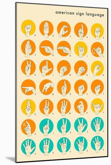 Sign Language Hand Alphabet-Jazzberry Blue-Mounted Art Print