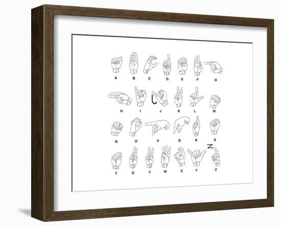 Sign Language Hands & Alphabet-null-Framed Art Print