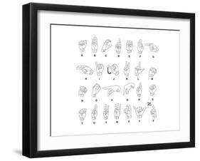 Sign Language Hands & Alphabet-null-Framed Art Print