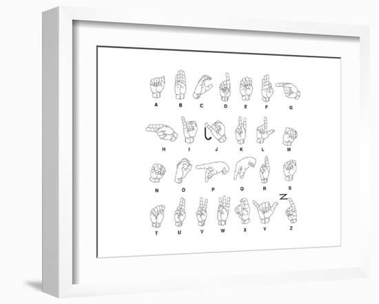 Sign Language Hands & Alphabet-null-Framed Art Print