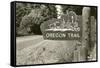 Sign Marking Oregon Trail, Near Columbia River-null-Framed Stretched Canvas