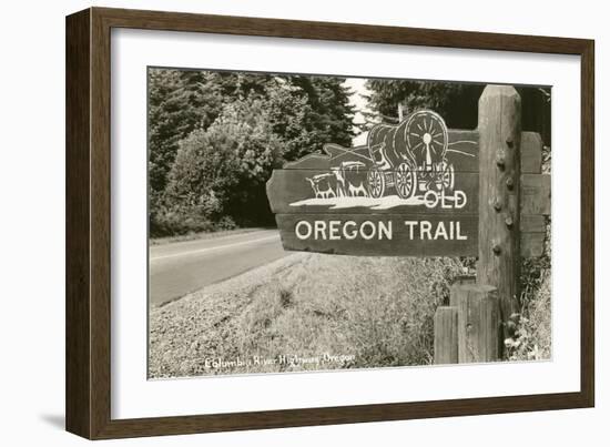 Sign Marking Oregon Trail, Near Columbia River-null-Framed Art Print