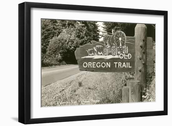 Sign Marking Oregon Trail, Near Columbia River-null-Framed Art Print