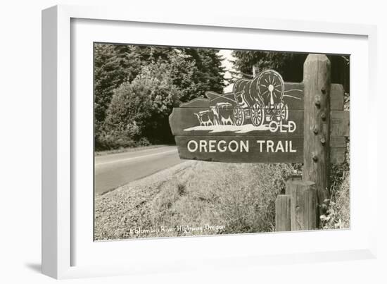 Sign Marking Oregon Trail, Near Columbia River-null-Framed Art Print