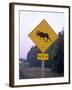 Sign, Moose Crossing the Road, Algonquin Provincial Park, Ontario, Canada-Thorsten Milse-Framed Photographic Print