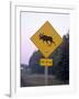 Sign, Moose Crossing the Road, Algonquin Provincial Park, Ontario, Canada-Thorsten Milse-Framed Photographic Print