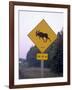 Sign, Moose Crossing the Road, Algonquin Provincial Park, Ontario, Canada-Thorsten Milse-Framed Photographic Print