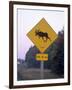 Sign, Moose Crossing the Road, Algonquin Provincial Park, Ontario, Canada-Thorsten Milse-Framed Photographic Print