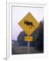 Sign, Moose Crossing the Road, Algonquin Provincial Park, Ontario, Canada-Thorsten Milse-Framed Photographic Print