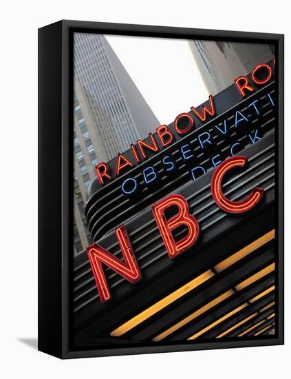 Sign of NBC News at the Rockefeller Center, New York City, New York, Usa-Bruce Yuanyue Bi-Framed Stretched Canvas