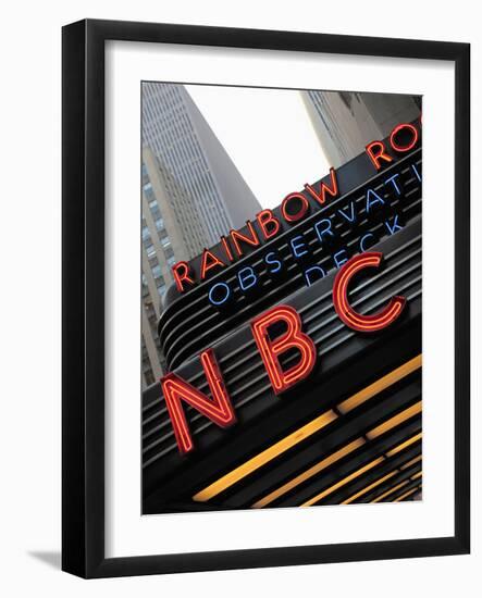 Sign of NBC News at the Rockefeller Center, New York City, New York, Usa-Bruce Yuanyue Bi-Framed Photographic Print