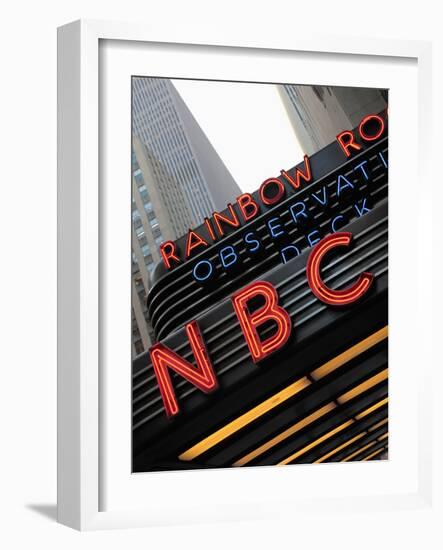 Sign of NBC News at the Rockefeller Center, New York City, New York, Usa-Bruce Yuanyue Bi-Framed Photographic Print