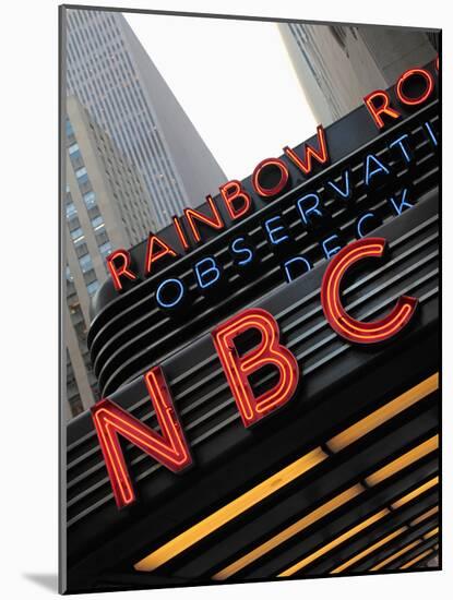 Sign of NBC News at the Rockefeller Center, New York City, New York, Usa-Bruce Yuanyue Bi-Mounted Photographic Print