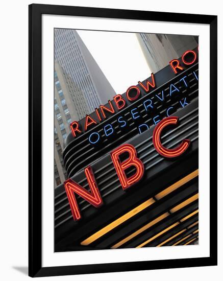 Sign of NBC News at the Rockefeller Center, New York City, New York, Usa-Bruce Yuanyue Bi-Framed Photographic Print