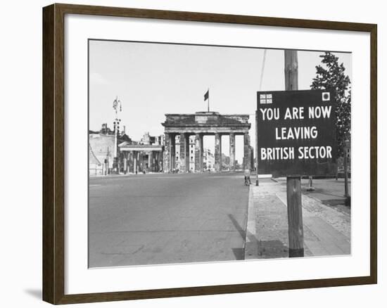 Sign on Border Warning "You are Now Leaving British Sector"-Carl Mydans-Framed Photographic Print