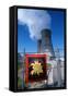 Sign on Fence at Nuclear Power Plant-null-Framed Stretched Canvas